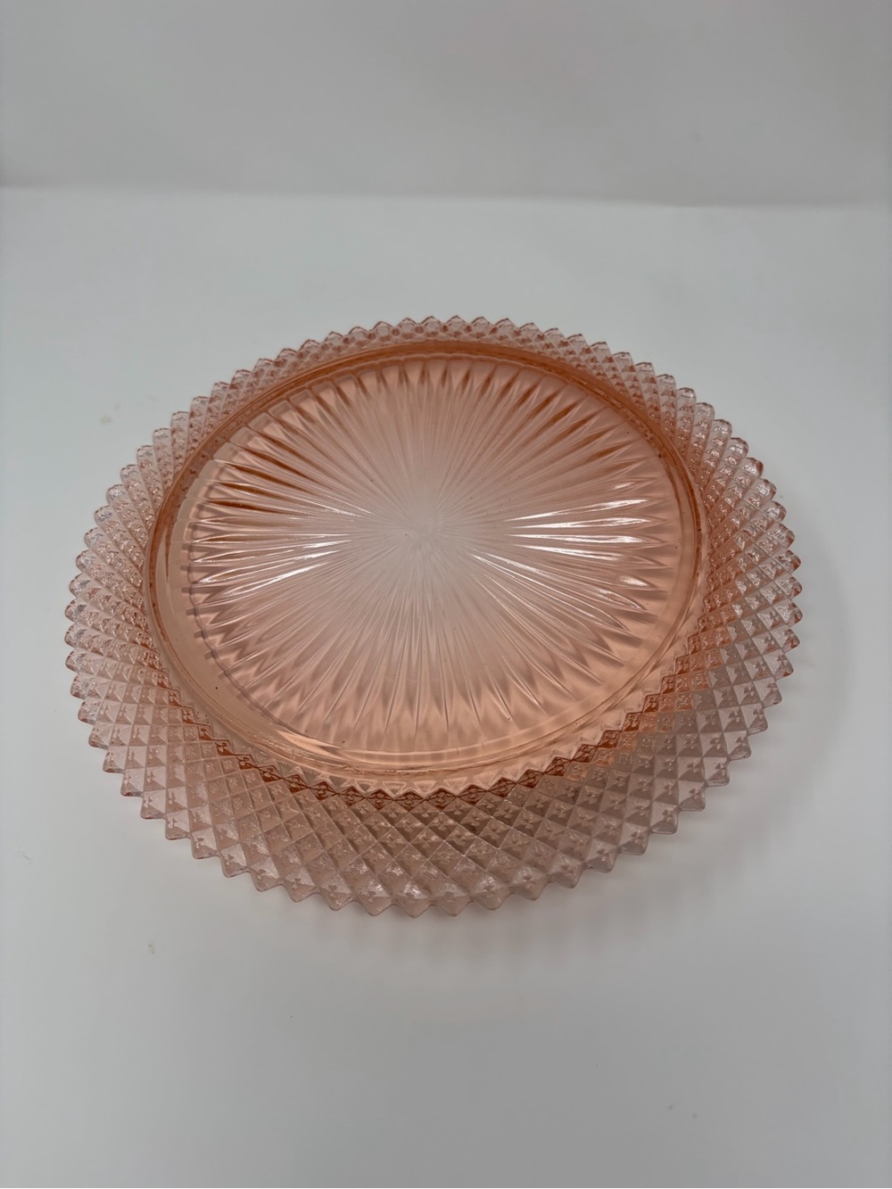 VTG ANCHOR HOCKING PINK DEPRESSION MISS AMERICA STARBURST OVAL PLATE PLATTER - Picture 2 of 2